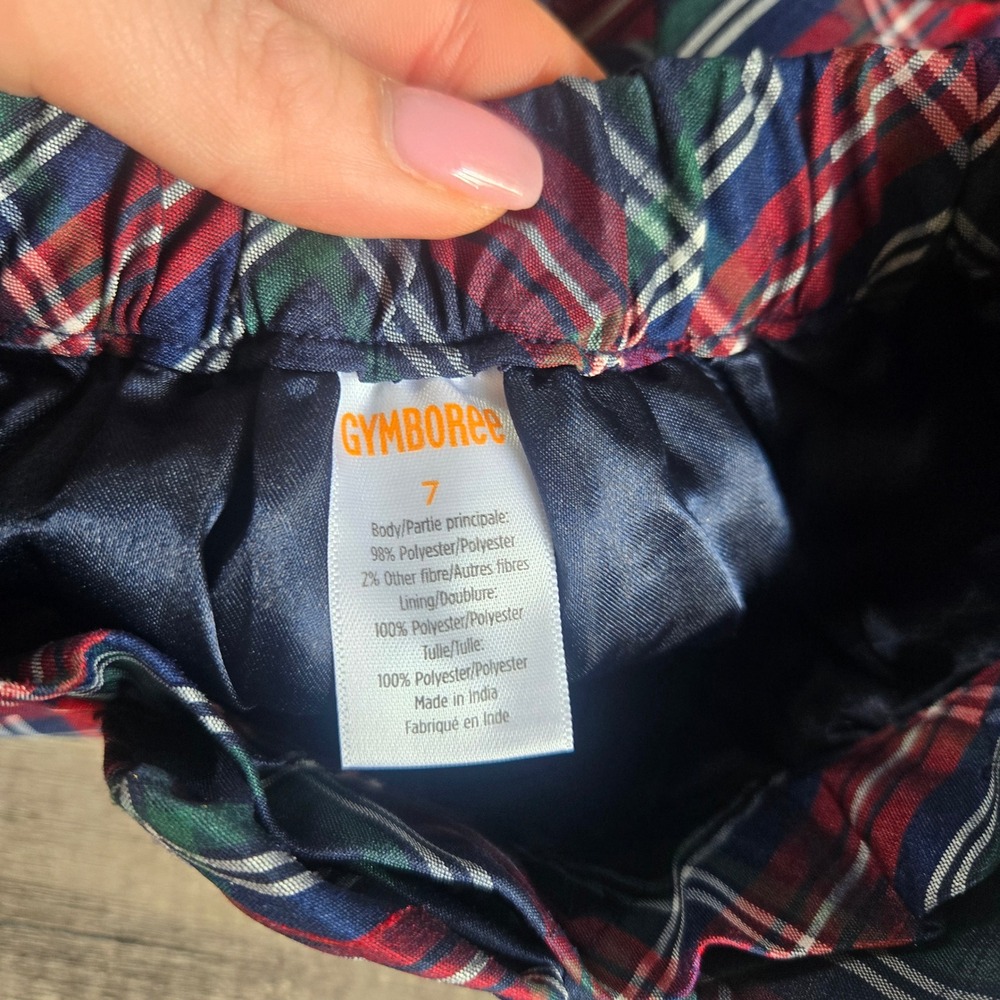 Gymboree Girls Size 7 Plaid Tiered Ruffle Skirt Navy Red Holiday Bow 3048934 NEW - Picture 5 of 6